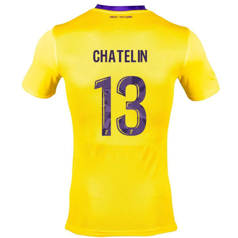 Danxen Kinder Delphin Chatelin #13 Gelb Lila Auswärtstrikot Trikot 2024/25 T-Shirt
