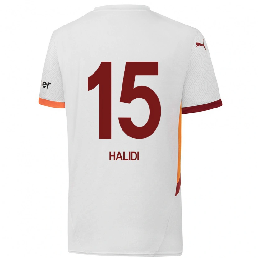 Danxen Kinder İsa Halidi #15 Weiß Gelb Rot Auswärtstrikot Trikot 2024/25 T-Shirt