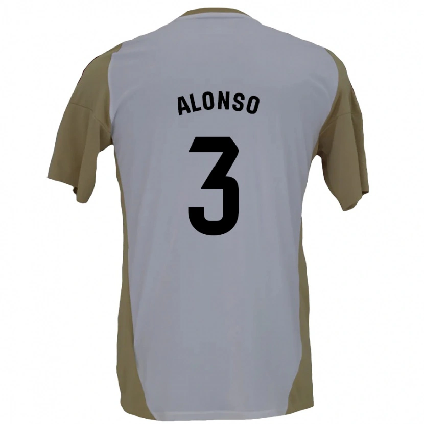 Danxen Kinder Julio Alonso #3 Braunweiß Auswärtstrikot Trikot 2024/25 T-Shirt