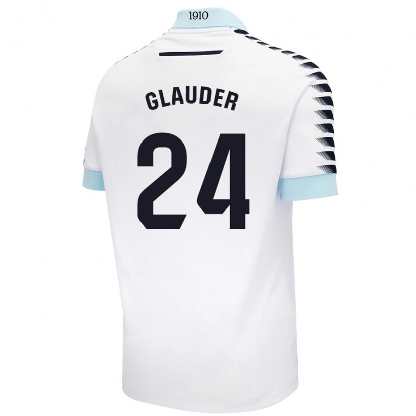 Danxen Kinder Cristian Glauder #24 Weiß Blau Auswärtstrikot Trikot 2024/25 T-Shirt