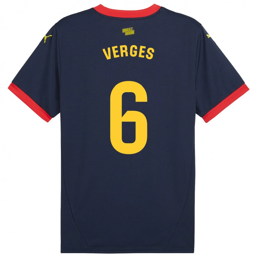 Danxen Kinder Mar Vergés #6 Marinerot Auswärtstrikot Trikot 2024/25 T-Shirt