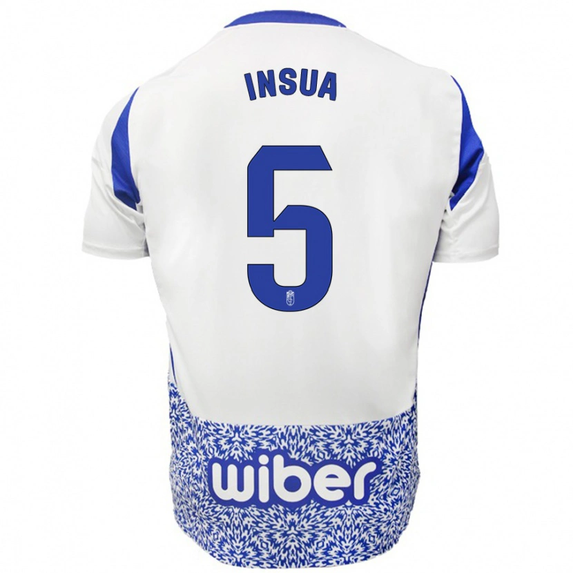 Danxen Kinder Pablo Insua #5 Weiß Blau Auswärtstrikot Trikot 2024/25 T-Shirt