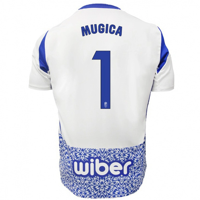 Danxen Kinder Juan Múgica #1 Weiß Blau Auswärtstrikot Trikot 2024/25 T-Shirt