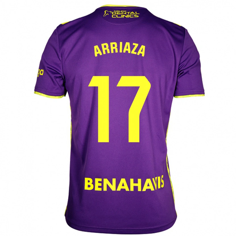 Danxen Kinder Pablo Arriaza #17 Lila Gelb Auswärtstrikot Trikot 2024/25 T-Shirt