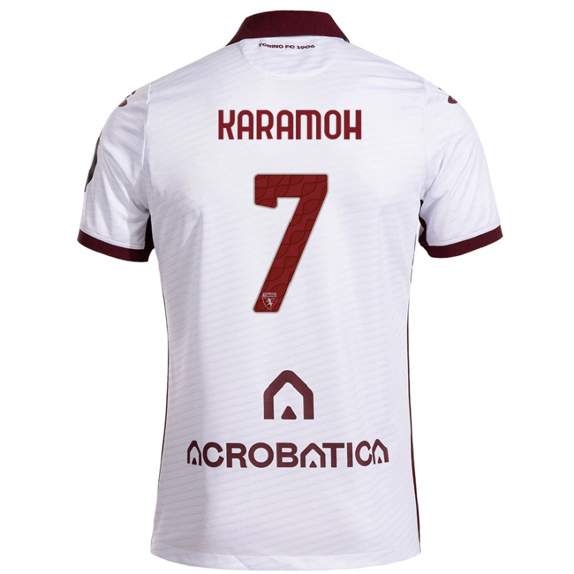 Danxen Kinder Yann Karamoh #7 Weiß Kastanienbraun Auswärtstrikot Trikot 2024/25 T-Shirt