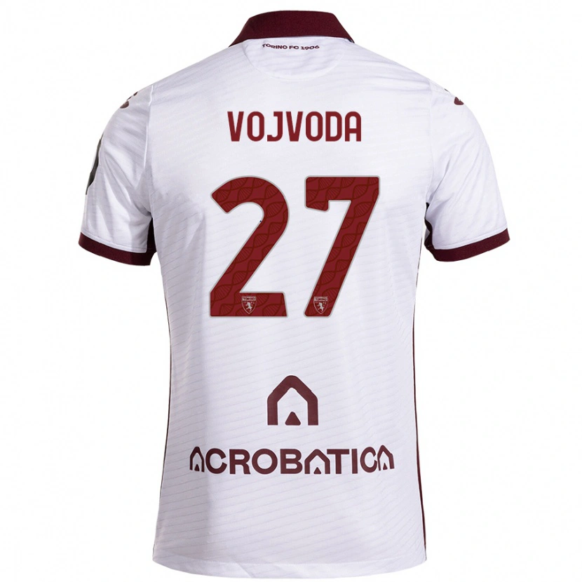 Danxen Kinder Mërgim Vojvoda #27 Weiß Kastanienbraun Auswärtstrikot Trikot 2024/25 T-Shirt
