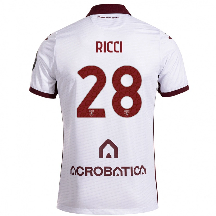 Danxen Kinder Samuele Ricci #28 Weiß Kastanienbraun Auswärtstrikot Trikot 2024/25 T-Shirt