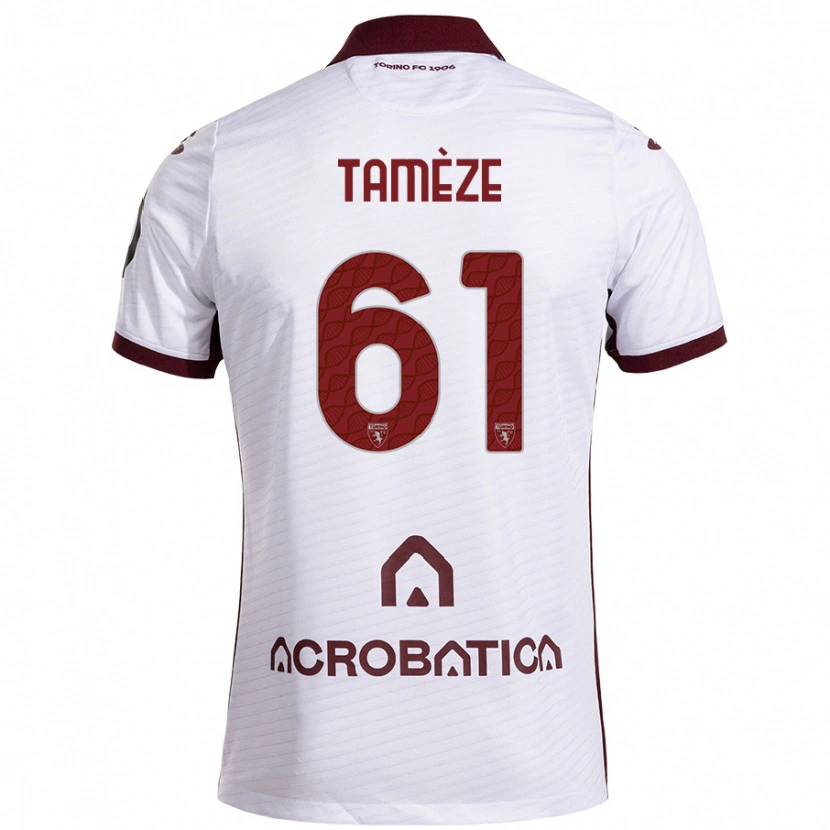 Danxen Kinder Adrien Tamèze #61 Weiß Kastanienbraun Auswärtstrikot Trikot 2024/25 T-Shirt