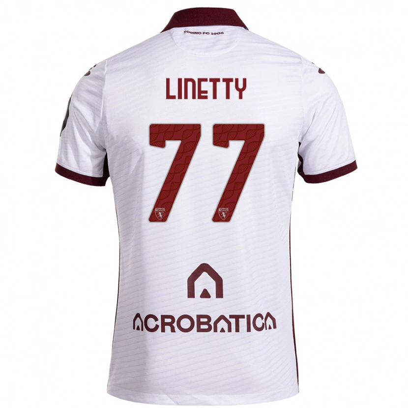 Danxen Kinder Karol Linetty #77 Weiß Kastanienbraun Auswärtstrikot Trikot 2024/25 T-Shirt