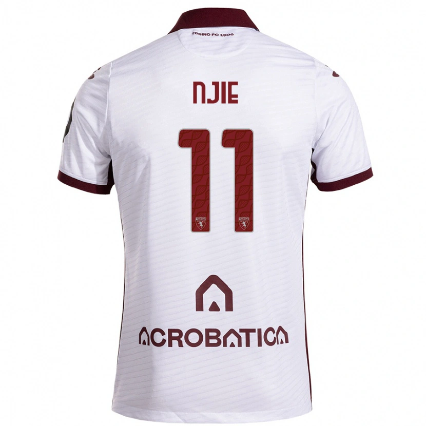 Danxen Kinder Alieu Njie #11 Weiß Kastanienbraun Auswärtstrikot Trikot 2024/25 T-Shirt