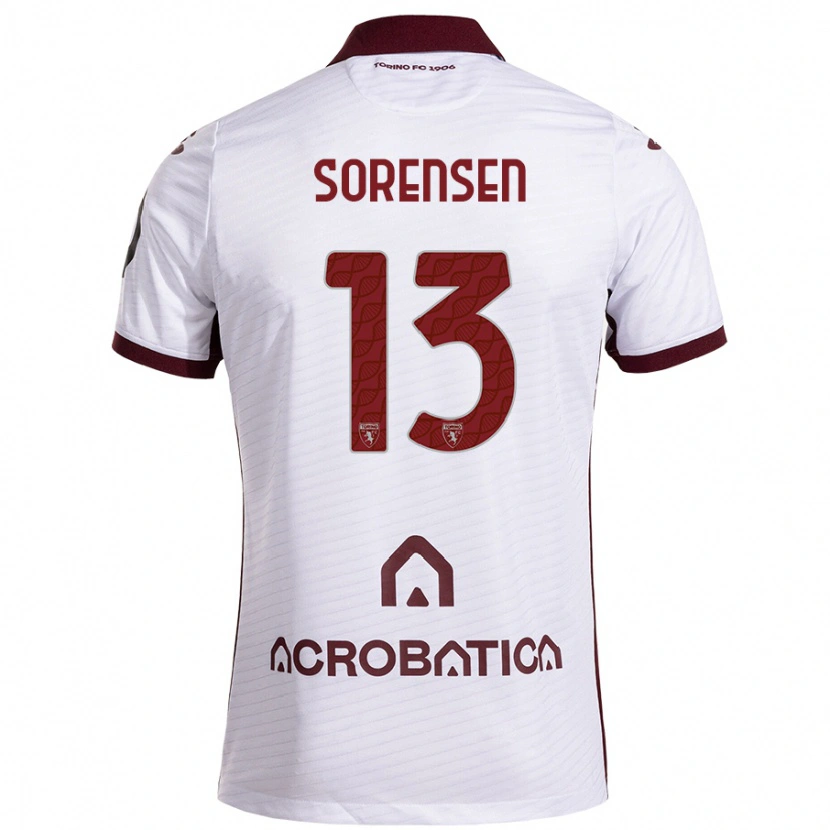 Danxen Kinder Ben Sørensen #13 Weiß Kastanienbraun Auswärtstrikot Trikot 2024/25 T-Shirt