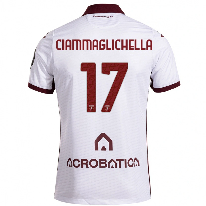 Danxen Kinder Aaron Ciammaglichella #17 Weiß Kastanienbraun Auswärtstrikot Trikot 2024/25 T-Shirt