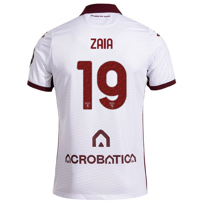 Danxen Kinder Edoardo Zaia #19 Weiß Kastanienbraun Auswärtstrikot Trikot 2024/25 T-Shirt