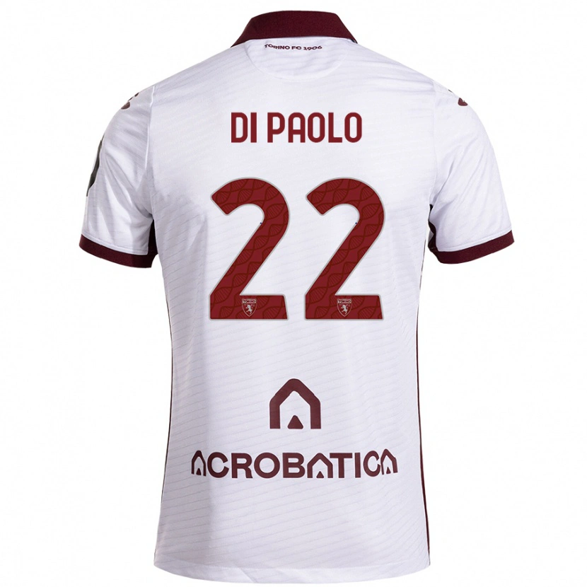 Danxen Kinder Sebastiano Di Paolo #22 Weiß Kastanienbraun Auswärtstrikot Trikot 2024/25 T-Shirt