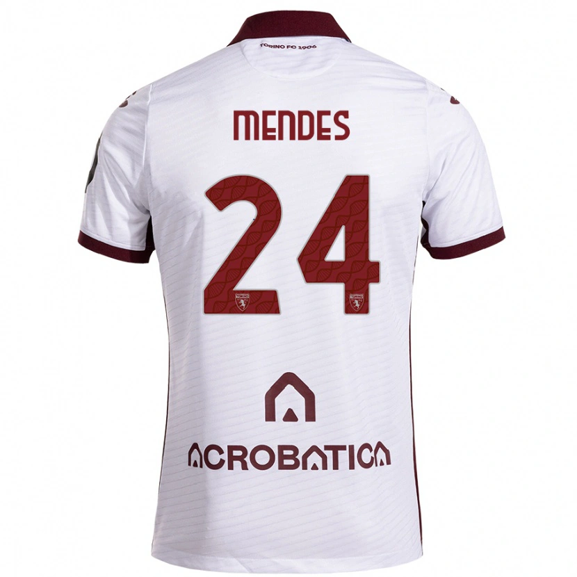 Danxen Kinder Rodrigo Mendes #24 Weiß Kastanienbraun Auswärtstrikot Trikot 2024/25 T-Shirt