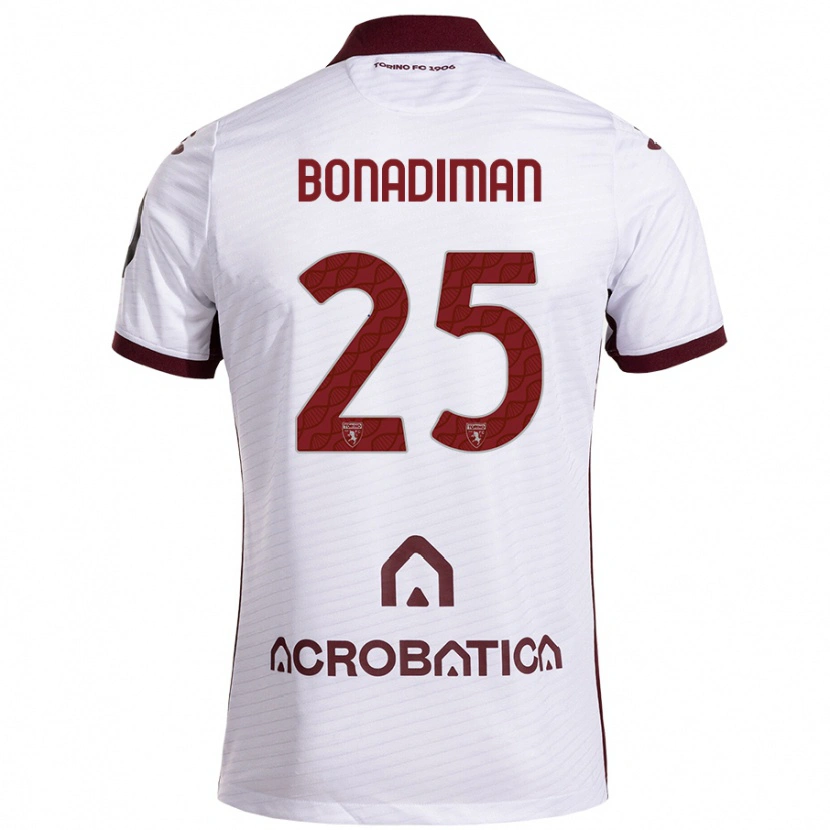 Danxen Kinder Matteo Bonadiman #25 Weiß Kastanienbraun Auswärtstrikot Trikot 2024/25 T-Shirt