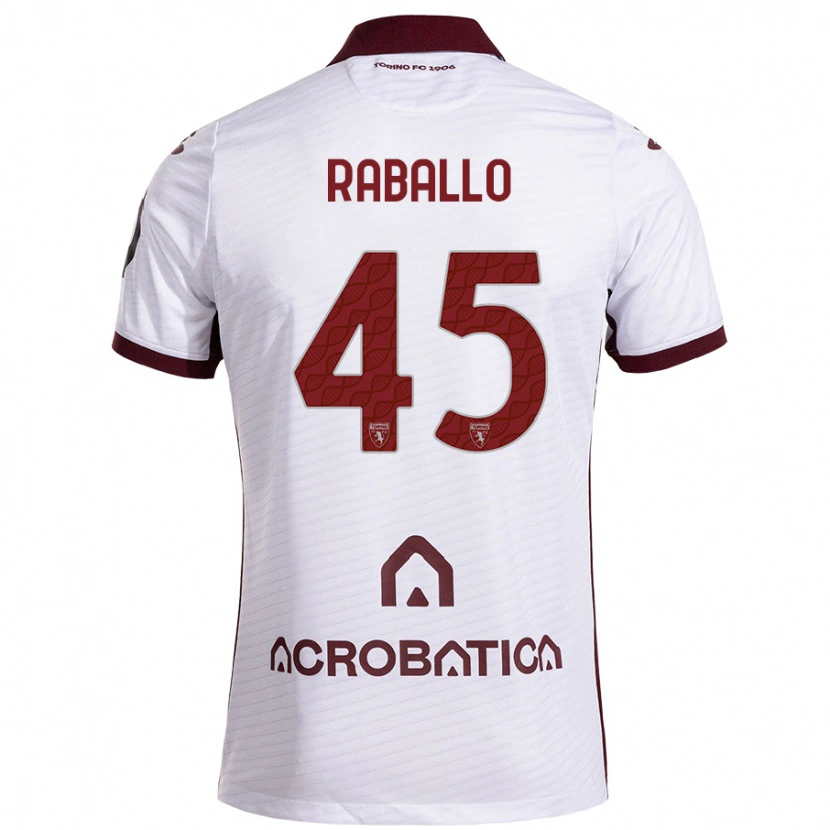 Danxen Kinder Alessio Raballo #45 Weiß Kastanienbraun Auswärtstrikot Trikot 2024/25 T-Shirt