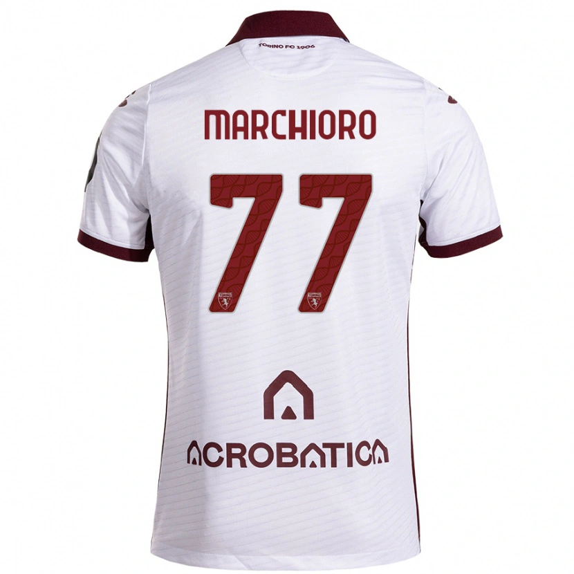 Danxen Kinder Raffaele Marchioro #77 Weiß Kastanienbraun Auswärtstrikot Trikot 2024/25 T-Shirt