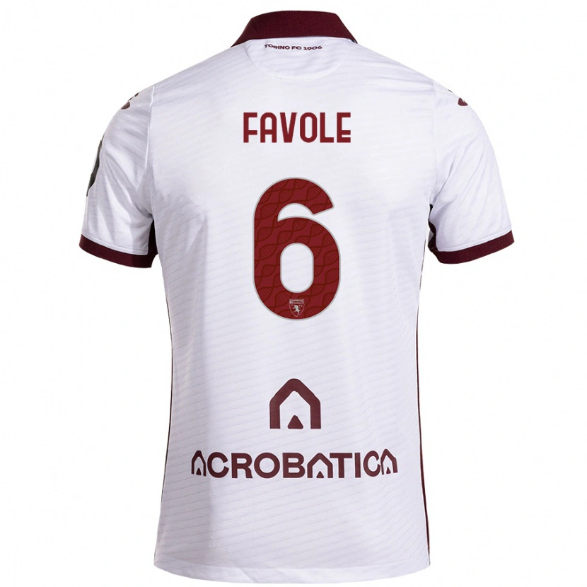 Danxen Kinder Stefania Favole #6 Weiß Kastanienbraun Auswärtstrikot Trikot 2024/25 T-Shirt