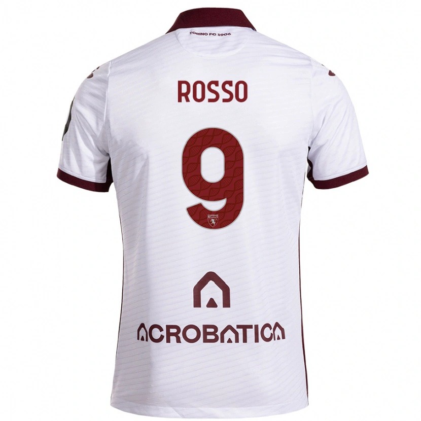 Danxen Kinder Eleonora Rosso #9 Weiß Kastanienbraun Auswärtstrikot Trikot 2024/25 T-Shirt