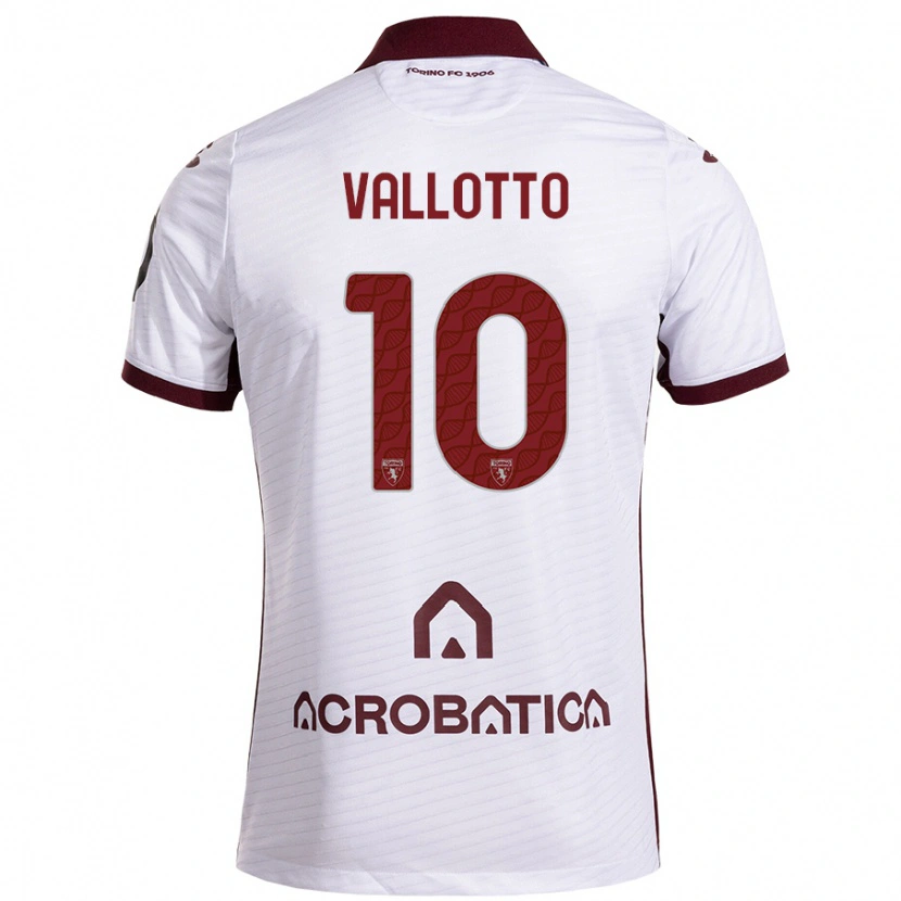 Danxen Kinder Greta Vallotto #10 Weiß Kastanienbraun Auswärtstrikot Trikot 2024/25 T-Shirt