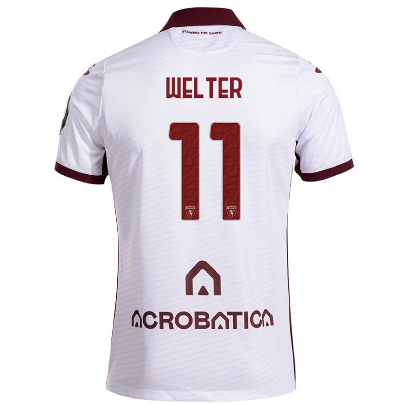Danxen Kinder Francesca Welter #11 Weiß Kastanienbraun Auswärtstrikot Trikot 2024/25 T-Shirt