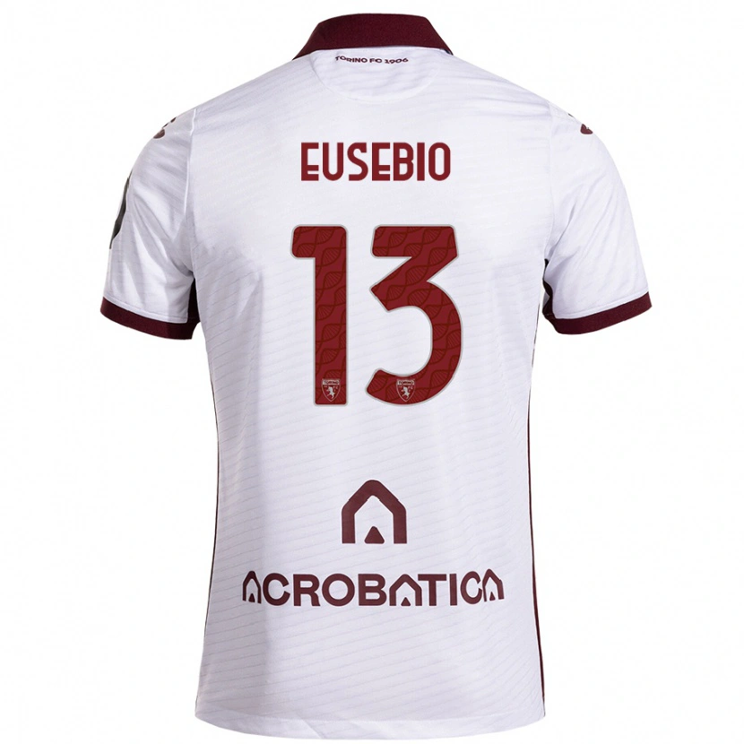 Danxen Kinder Chiara Eusebio #13 Weiß Kastanienbraun Auswärtstrikot Trikot 2024/25 T-Shirt