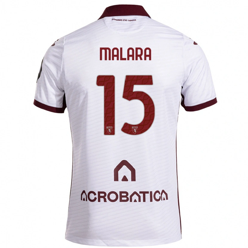 Danxen Kinder Sara Malara #15 Weiß Kastanienbraun Auswärtstrikot Trikot 2024/25 T-Shirt