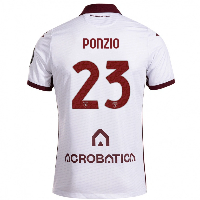 Danxen Kinder Erika Ponzio #23 Weiß Kastanienbraun Auswärtstrikot Trikot 2024/25 T-Shirt