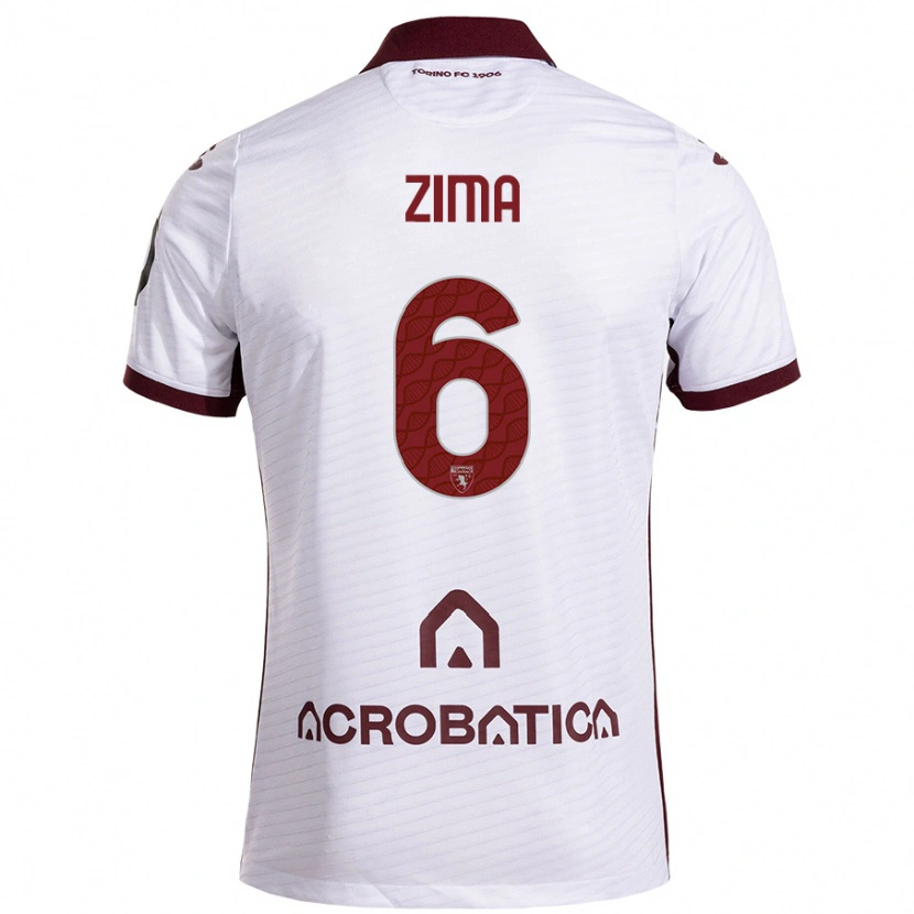 Danxen Kinder David Zima #6 Weiß Kastanienbraun Auswärtstrikot Trikot 2024/25 T-Shirt