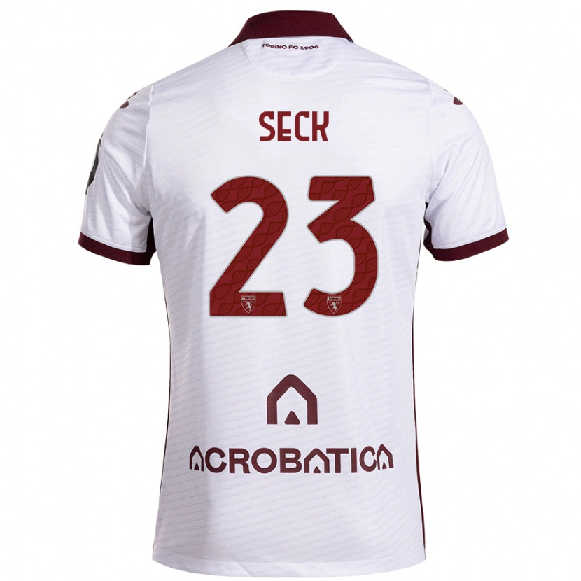 Danxen Kinder Demba Seck #23 Weiß Kastanienbraun Auswärtstrikot Trikot 2024/25 T-Shirt