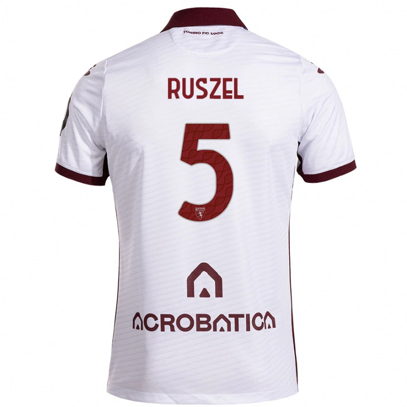 Danxen Kinder Marcel Ruszel #5 Weiß Kastanienbraun Auswärtstrikot Trikot 2024/25 T-Shirt