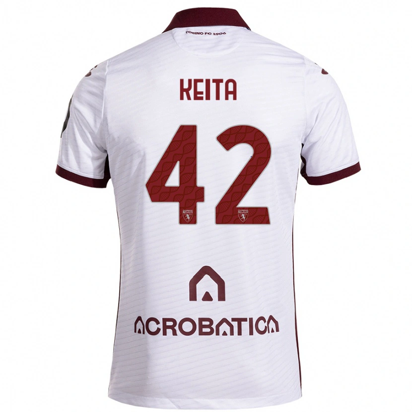 Danxen Kinder Karamoko Keita #42 Weiß Kastanienbraun Auswärtstrikot Trikot 2024/25 T-Shirt