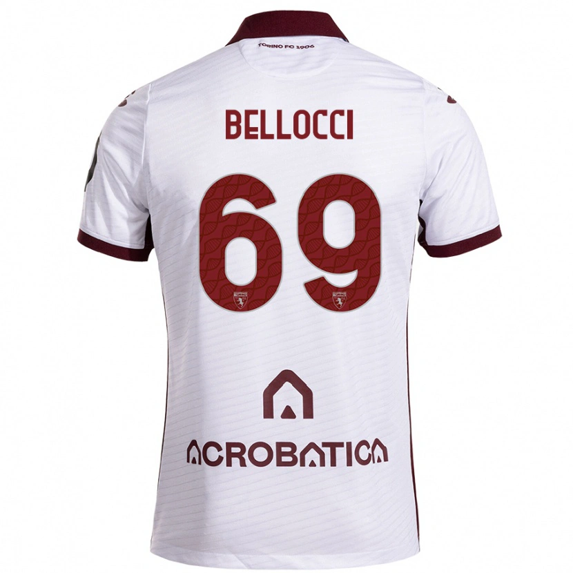 Danxen Kinder Andrea Bellocci #69 Weiß Kastanienbraun Auswärtstrikot Trikot 2024/25 T-Shirt