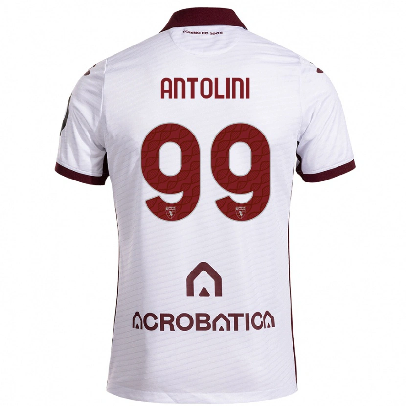 Danxen Kinder Jacopo Antolini #99 Weiß Kastanienbraun Auswärtstrikot Trikot 2024/25 T-Shirt