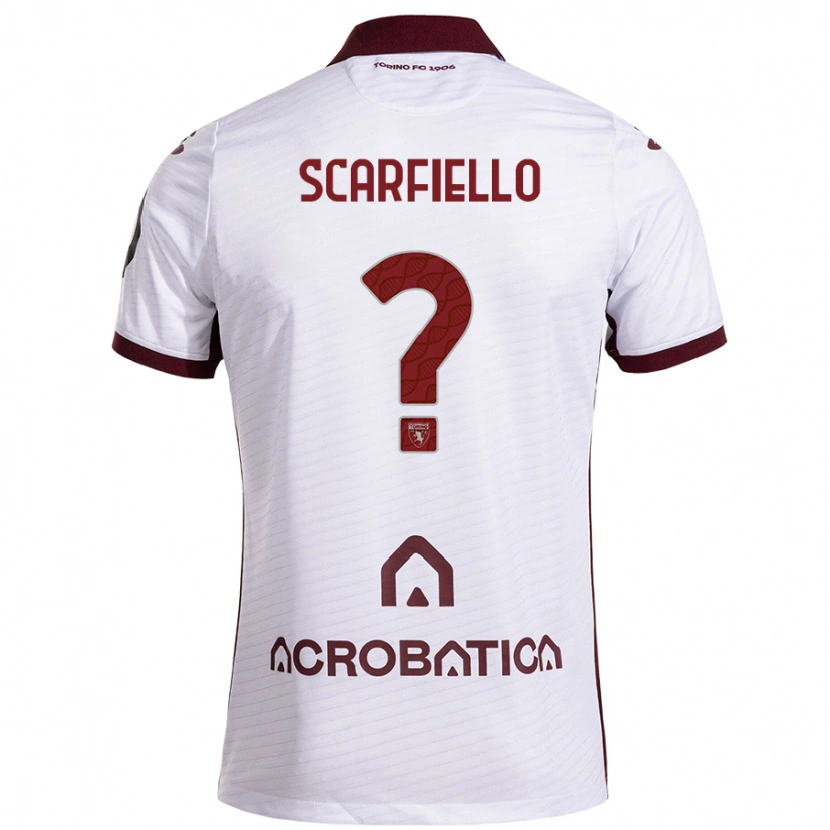 Danxen Kinder Luca Scarfiello #0 Weiß Kastanienbraun Auswärtstrikot Trikot 2024/25 T-Shirt