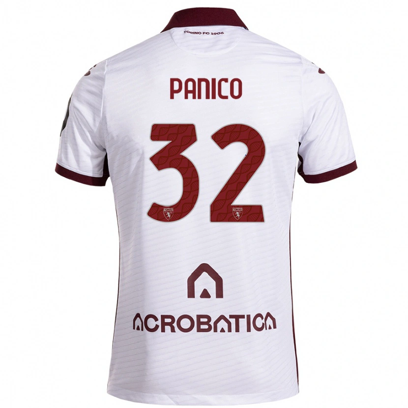 Danxen Kinder Patrizia Panico #32 Weiß Kastanienbraun Auswärtstrikot Trikot 2024/25 T-Shirt
