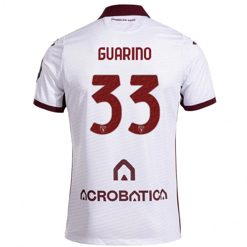 Danxen Kinder Rita Guarino #33 Weiß Kastanienbraun Auswärtstrikot Trikot 2024/25 T-Shirt