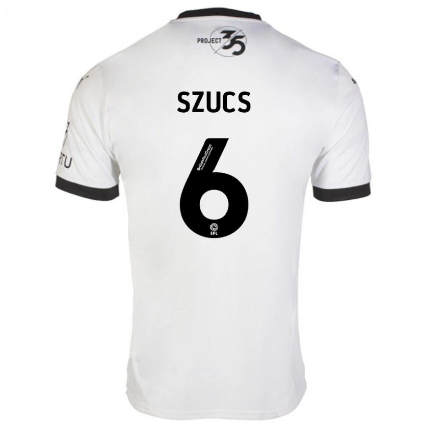 Danxen Kinder Kornél Szűcs #6 Weiß Schwarz Auswärtstrikot Trikot 2024/25 T-Shirt