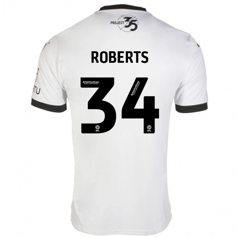 Danxen Kinder Caleb Roberts #34 Weiß Schwarz Auswärtstrikot Trikot 2024/25 T-Shirt