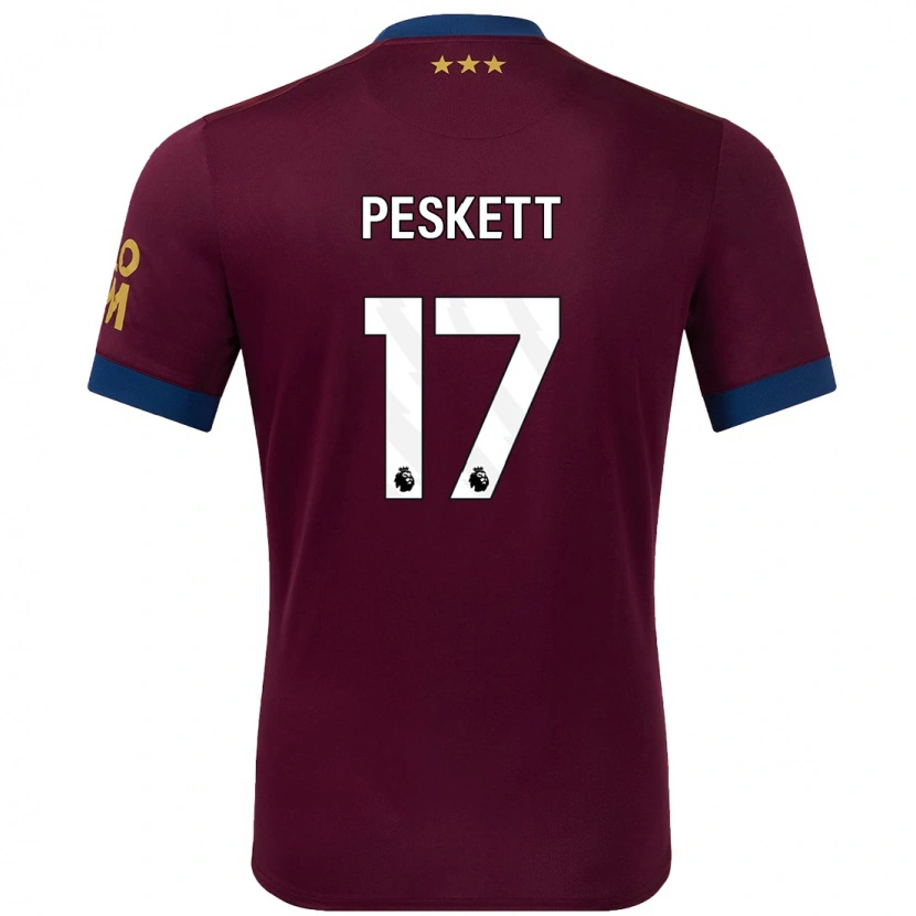 Danxen Kinder Sophie Peskett #17 Braun Auswärtstrikot Trikot 2024/25 T-Shirt