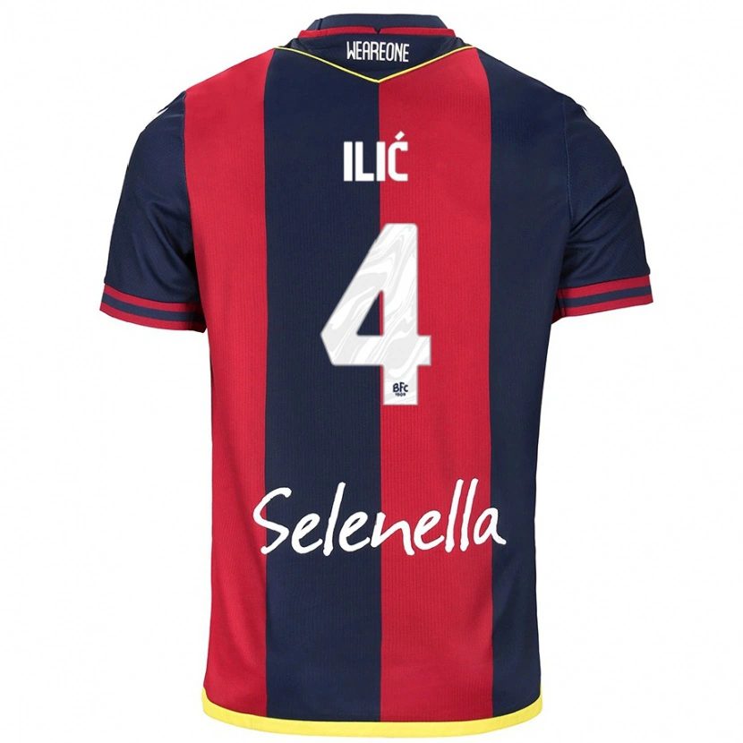 Danxen Herren Mihajlo Ilić #4 Rot Königsblau Heimtrikot Trikot 2024/25 T-Shirt