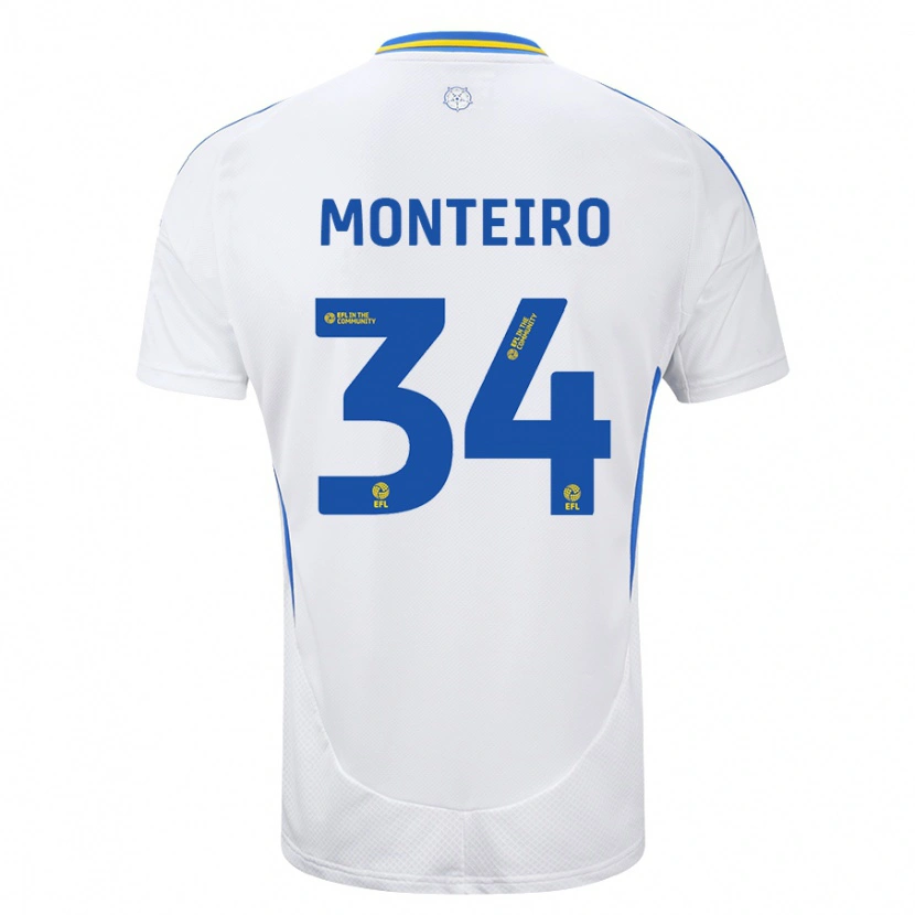 Danxen Herren Diogo Monteiro #34 Weiß Blau Heimtrikot Trikot 2024/25 T-Shirt