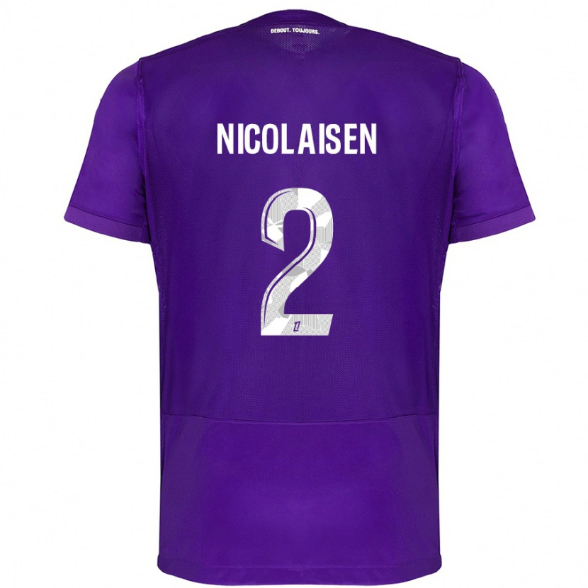 Danxen Herren Rasmus Nicolaisen #2 Violett Weiß Heimtrikot Trikot 2024/25 T-Shirt
