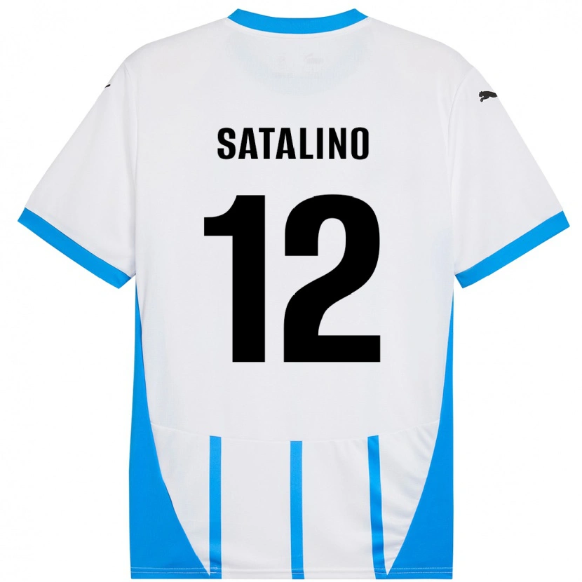 Danxen Herren Giacomo Satalino #12 Weiß Blau Auswärtstrikot Trikot 2024/25 T-Shirt