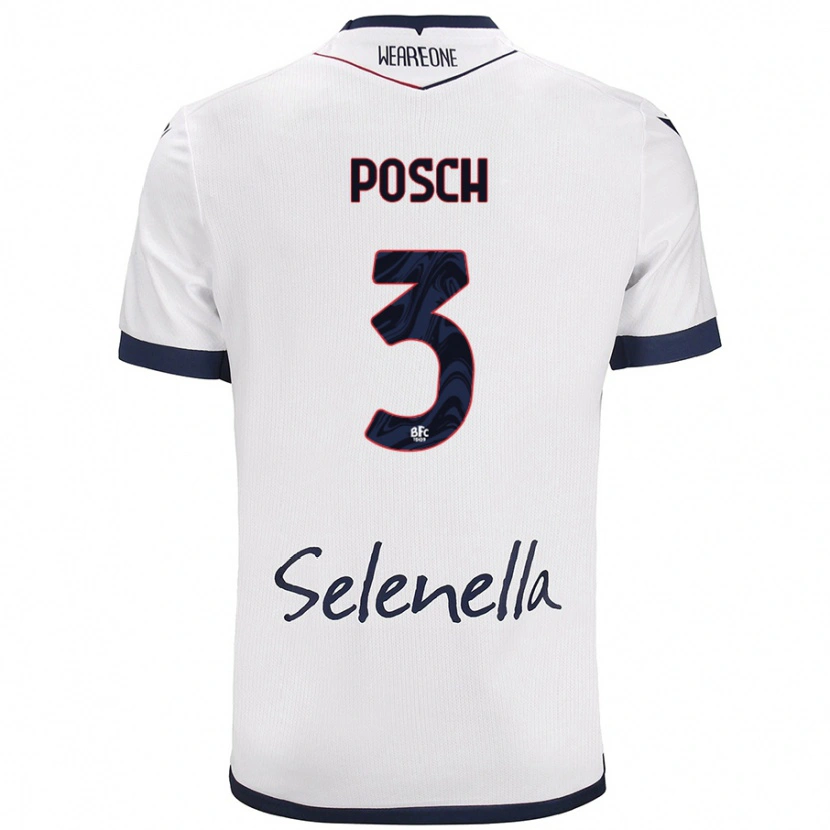 Danxen Herren Stefan Posch #3 Weiß Königsblau Auswärtstrikot Trikot 2024/25 T-Shirt