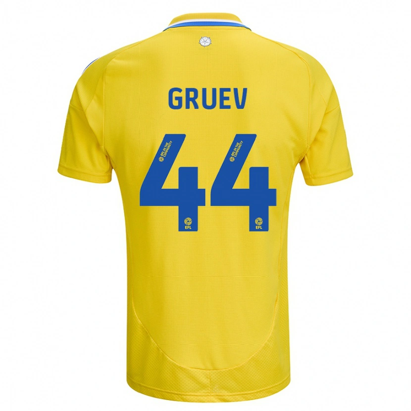 Danxen Herren Ilia Gruev #44 Gelb Blau Auswärtstrikot Trikot 2024/25 T-Shirt
