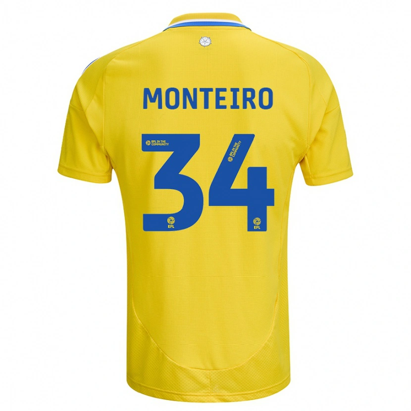 Danxen Herren Diogo Monteiro #34 Gelb Blau Auswärtstrikot Trikot 2024/25 T-Shirt