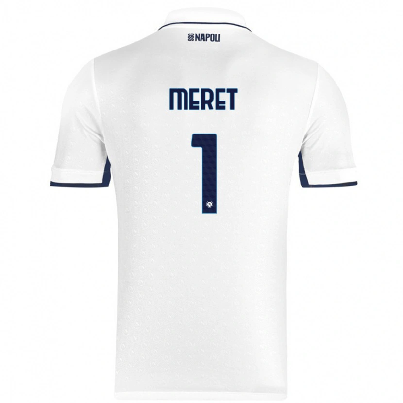 Danxen Herren Alex Meret #1 Weiß Königsblau Auswärtstrikot Trikot 2024/25 T-Shirt