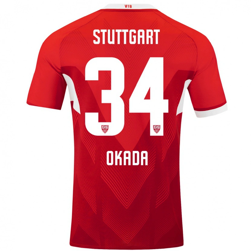 Danxen Herren Rei Okada #34 Rot Weiß Auswärtstrikot Trikot 2024/25 T-Shirt